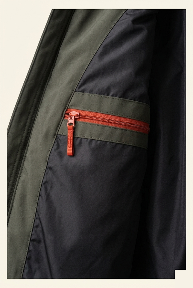 Men's Hooded Winter Parka - Khaki - Interior Detail - Ron Tomson