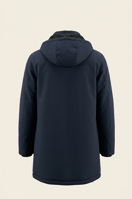 Men's Hooded Winter Parka - Navy - Back - Ron Tomson