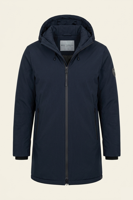 Men's Hooded Winter Parka - Navy - Ron Tomson