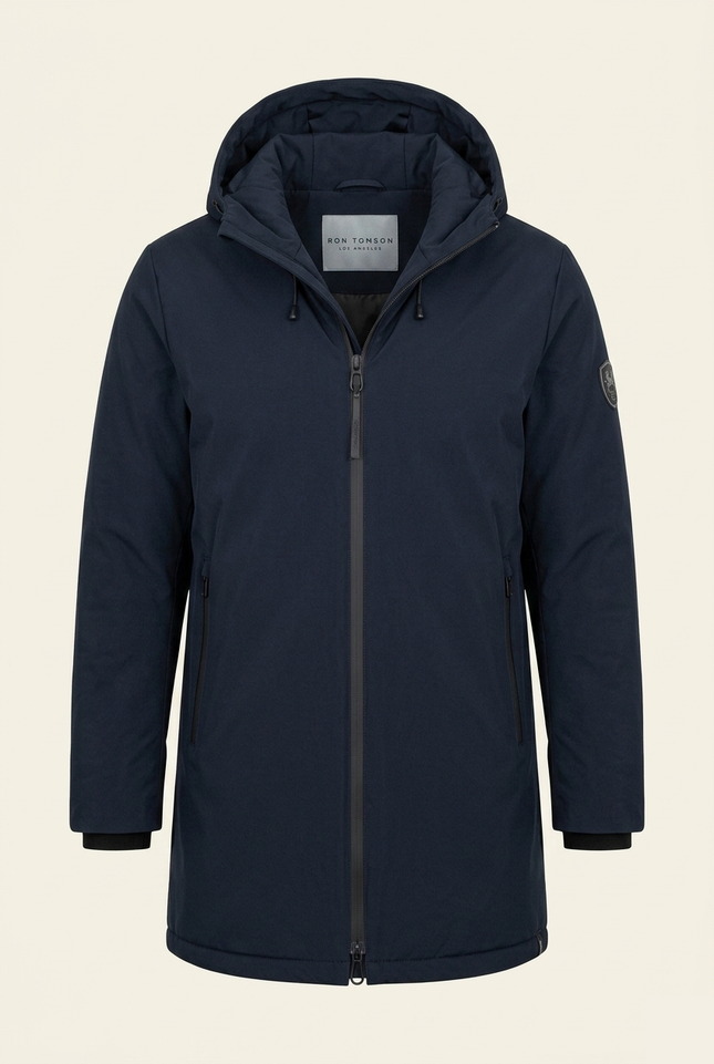 Men's Hooded Winter Parka - Navy - Ron Tomson