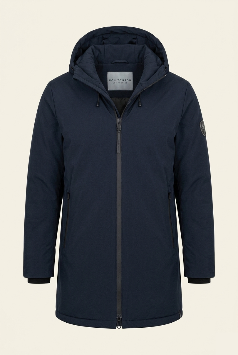 Men's Hooded Winter Parka - Navy - Ron Tomson