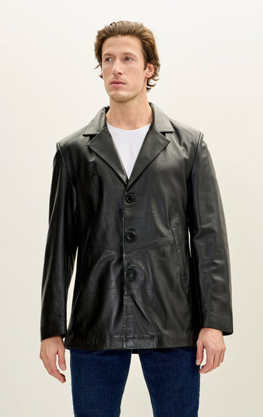 ジャケット・アウター Cut-Off Leather Car Coat BLACK Timeless Elegance: Shop the Best Men's Black Leather Car Coat Here