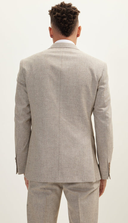 Merino Wool Double Breasted Suit - Beige - Ron Tomson