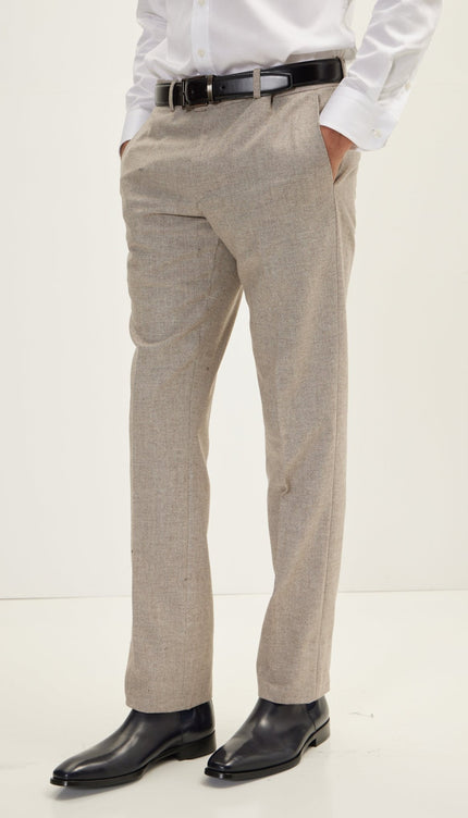 Merino Wool Double Breasted Suit - Beige - Ron Tomson