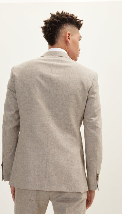 Merino Wool Double Breasted Suit - Beige - Ron Tomson