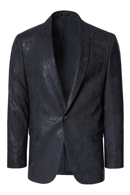 Metalic Paisley Shawl Tuxedo Jacket - Black - Ron Tomson