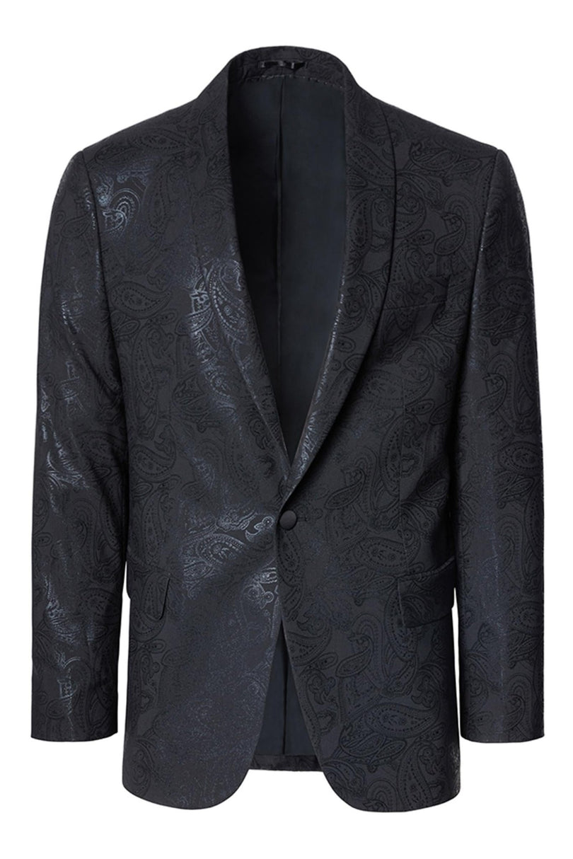 Metalic Paisley Shawl Tuxedo Jacket - Black - Ron Tomson