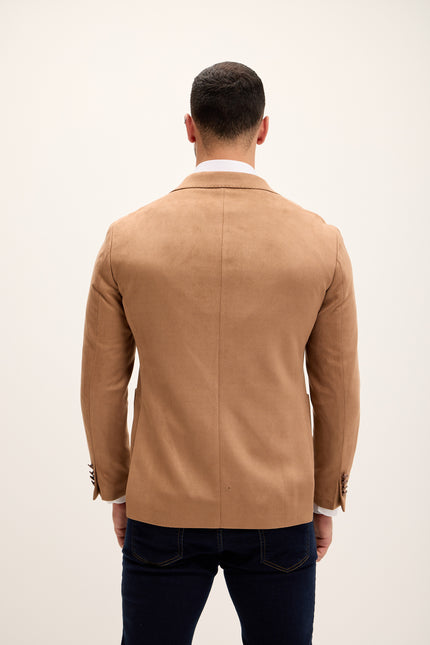 Microfiber Lightweight Notch Lapel Blazer - Beige - Ron Tomson