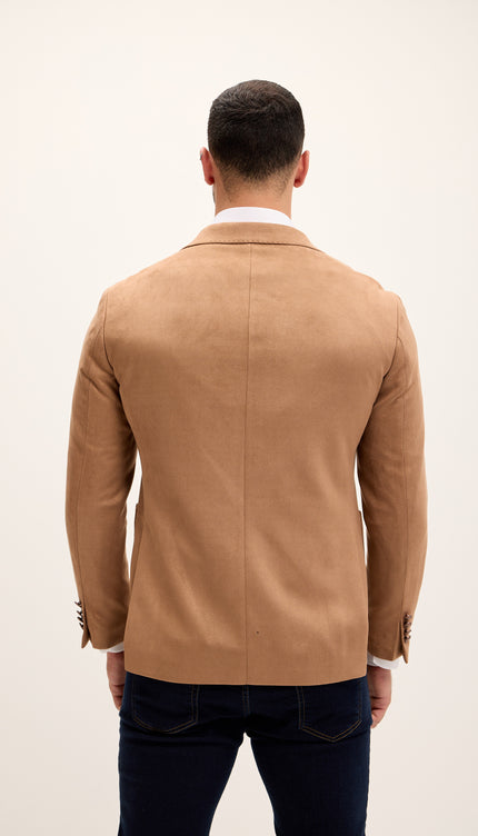 Microfiber Lightweight Notch Lapel Blazer - Beige - Ron Tomson