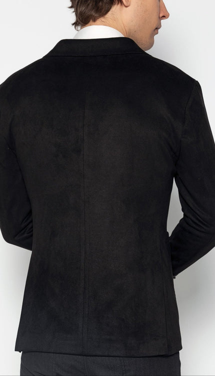 Microfiber Lightweight Notch Lapel Blazer - Black - Ron Tomson