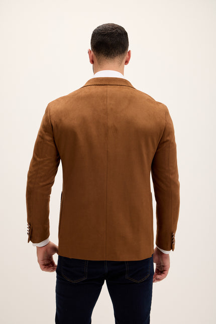 Microfiber Lightweight Notch Lapel Blazer - Camel - Ron Tomson