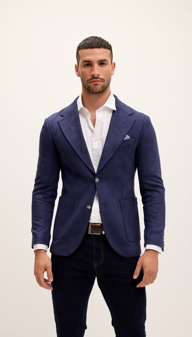 Microfiber Lightweight Notch Lapel Blazer - Navy - Ron Tomson