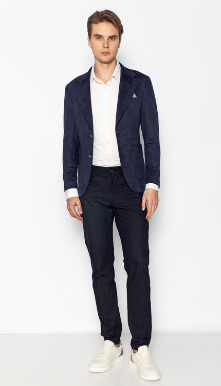 Microfiber Lightweight Notch Lapel Blazer - Navy - Ron Tomson