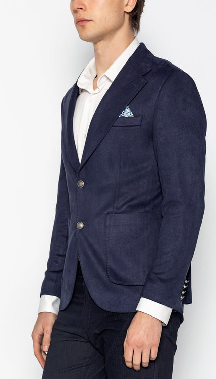 Microfiber Lightweight Notch Lapel Blazer - Navy - Ron Tomson