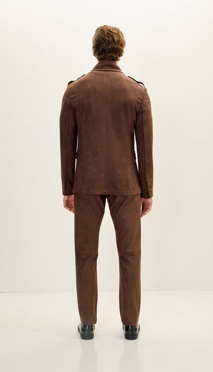 Microsuede Lightweight Safari Jacket - Dark Brown - Ron Tomson