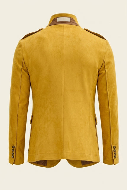 Microsuede Lightweight Safari Jacket - Mustard - Back