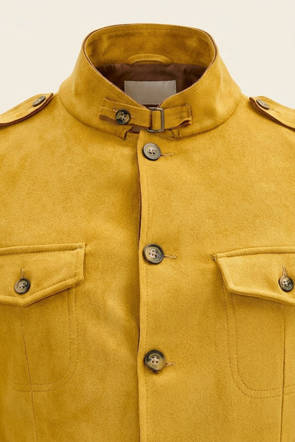 Microsuede Lightweight Safari Jacket - Mustard - Detail