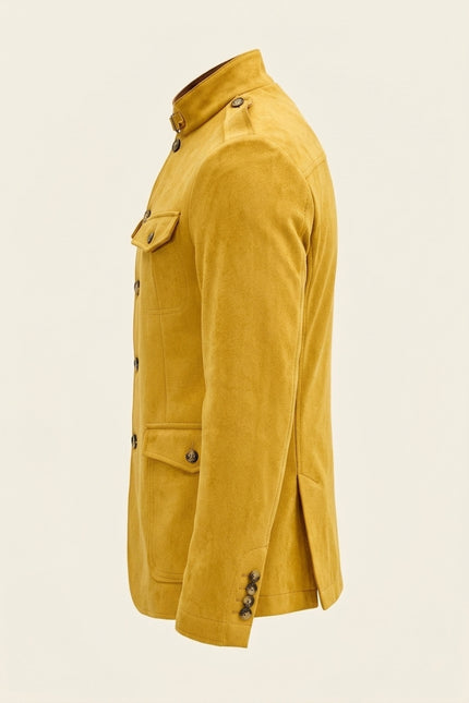 Microsuede Lightweight Safari Jacket - Mustard - Side