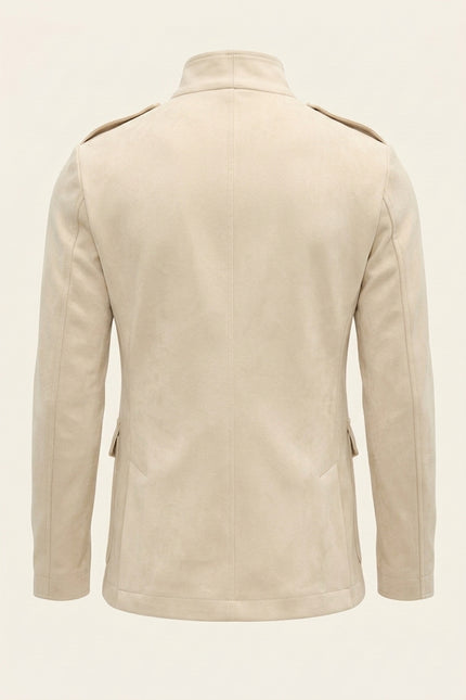 Microsuede Lightweight Safari Jacket - Off White - Back