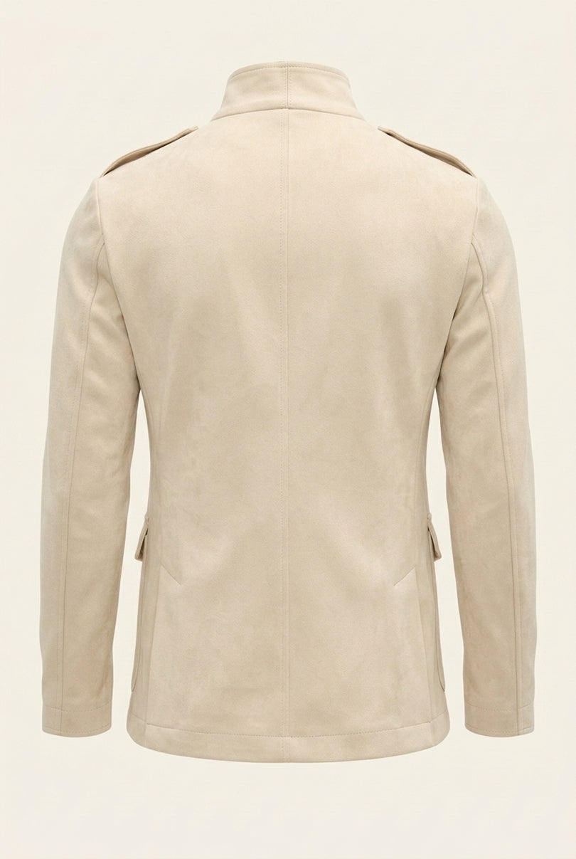 Microsuede Lightweight Safari Jacket - Off White - Back