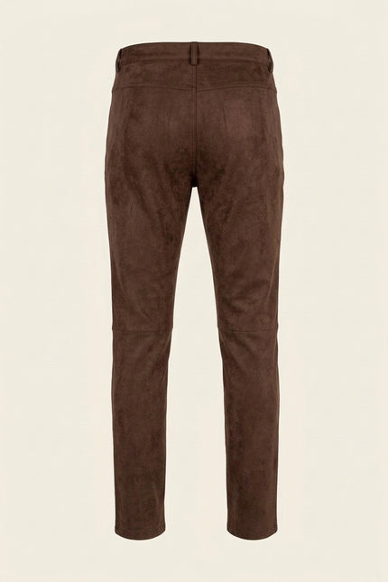 Microsuede Lightweight Tapered Pants - Dark Brown - Back