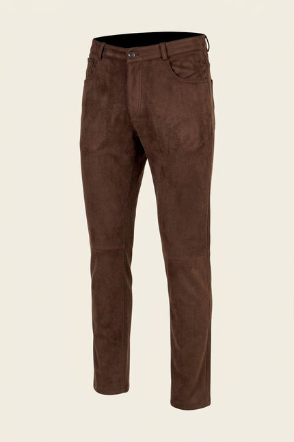 Microsuede Lightweight Tapered Pants - Dark Brown - Front