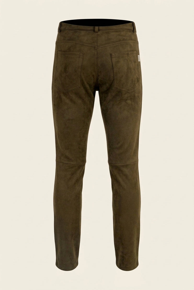 Microsuede Lightweight Tapered Pants - Khaki - Back
