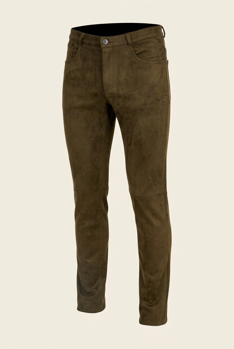 Microsuede Lightweight Tapered Pants - Khaki - Front