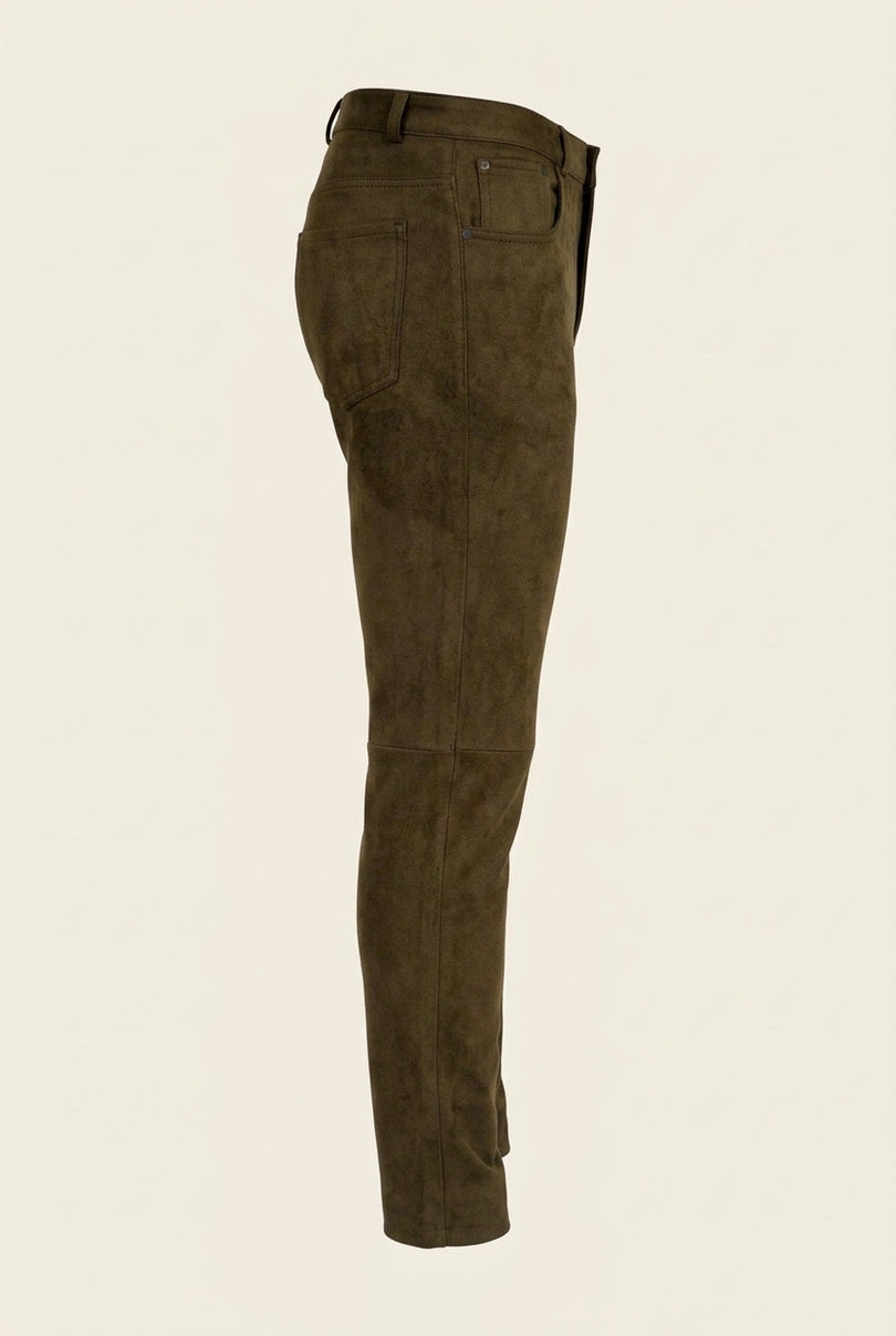 Microsuede Lightweight Tapered Pants - Khaki - Side
