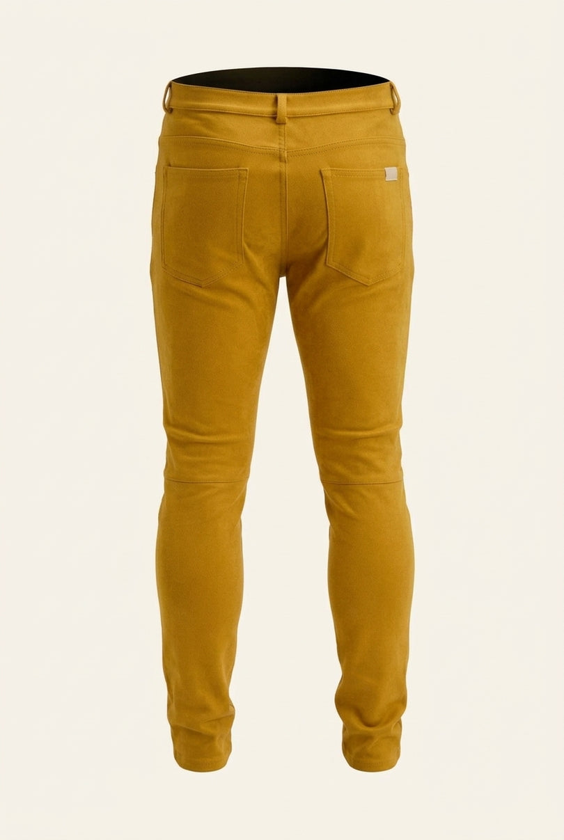 Microsuede Lightweight Tapered Pants - Mustard - Back