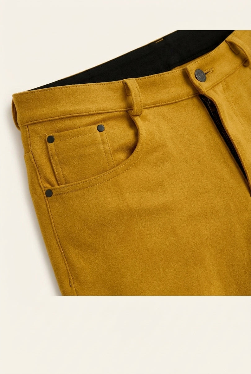 Microsuede Lightweight Tapered Pants - Mustard - Detail