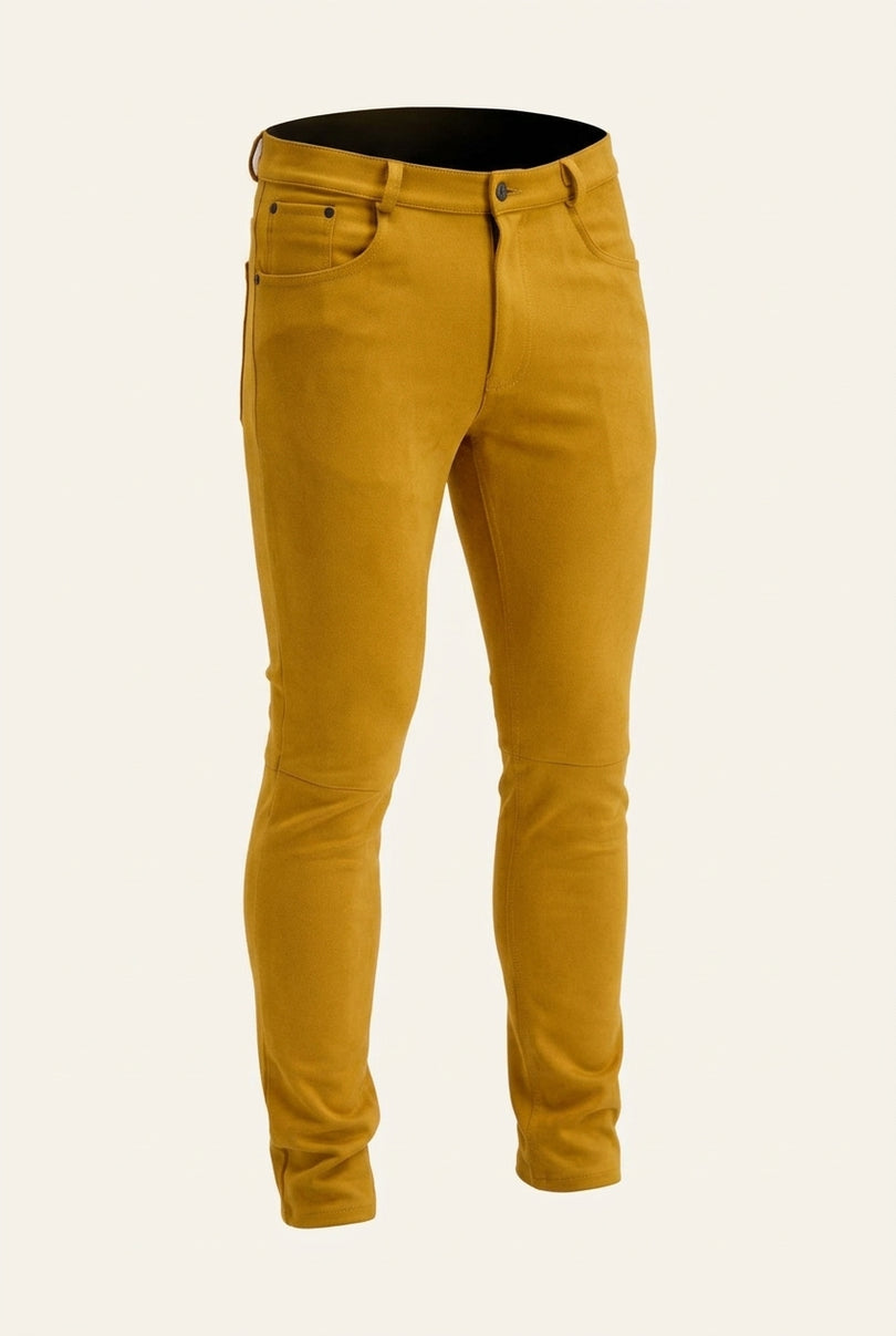 Microsuede Lightweight Tapered Pants - Mustard - Front