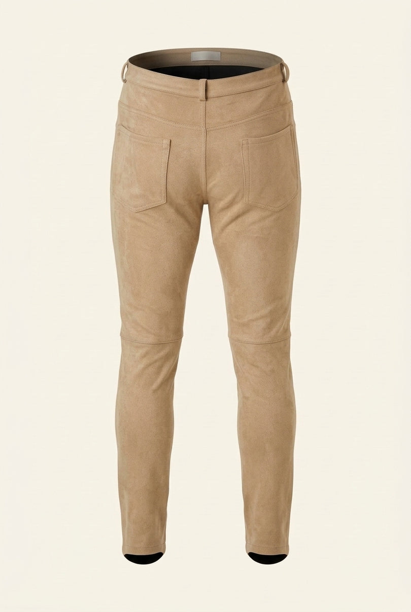 Microsuede Lightweight Tapered Pants - Stone - Back