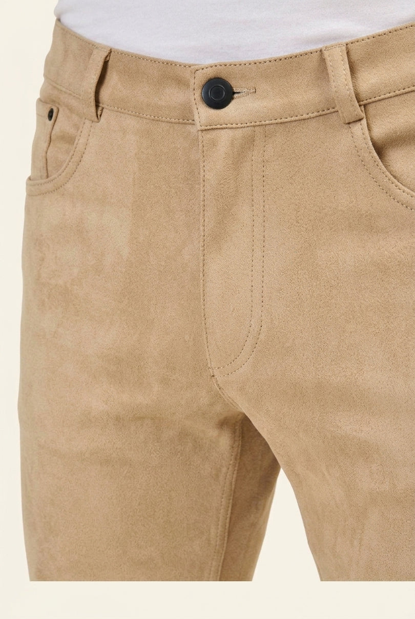 Microsuede Lightweight Tapered Pants - Stone - Detail