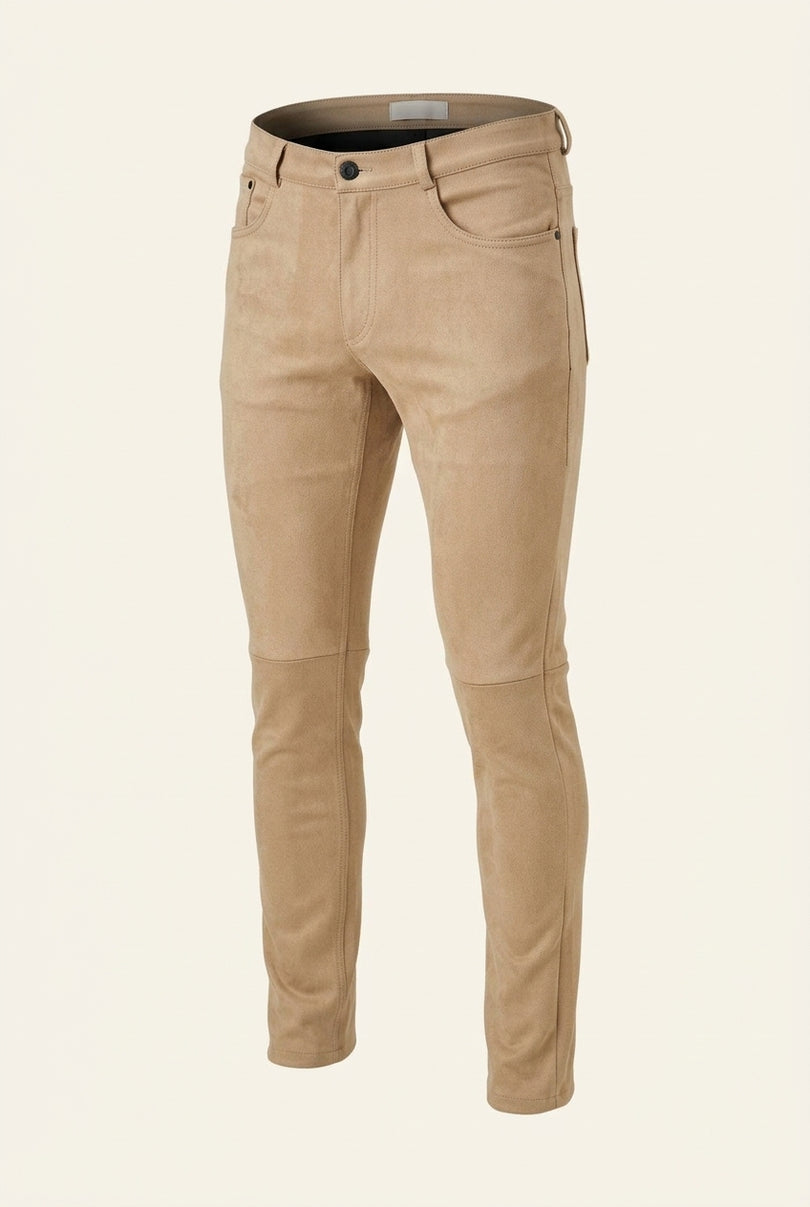 Microsuede Lightweight Tapered Pants - Stone - Front