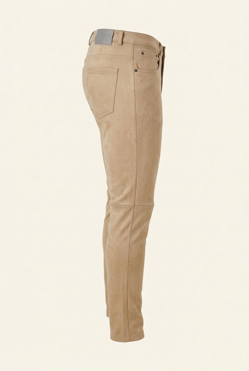 Microsuede Lightweight Tapered Pants - Stone - Side