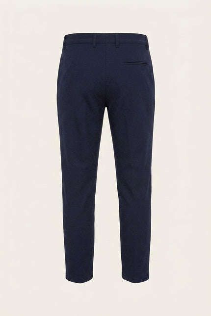 Mid Weight Chain Detail Dress Pants - Navy - Back