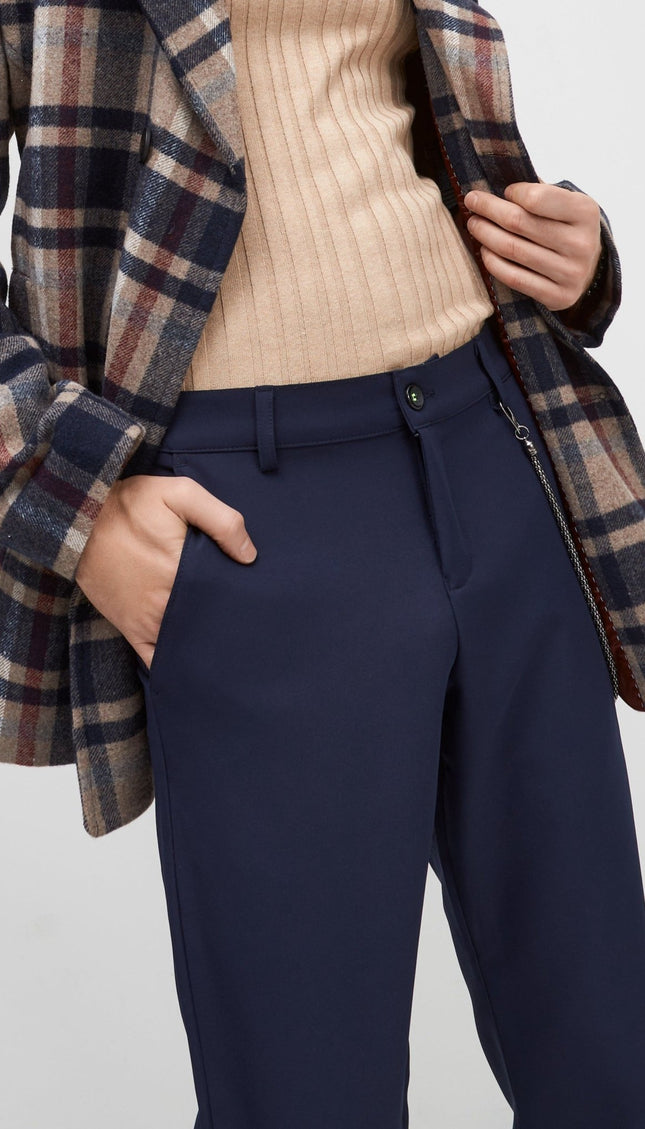 Mid Weight Chain Detail Trouser - Navy - Ron Tomson