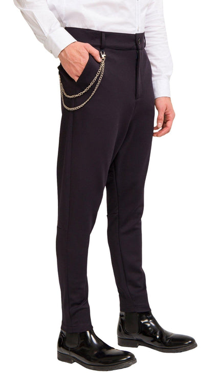 Mid Weight Chain Detail Trouser - Navy - Ron Tomson