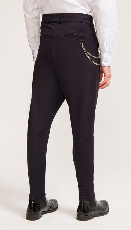 Mid Weight Chain Detail Trouser - Navy - Ron Tomson