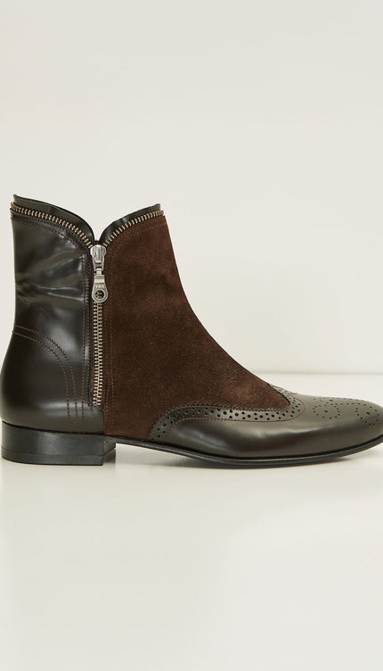 Mix Leather Chelsea Boot - Brown - Ron Tomson