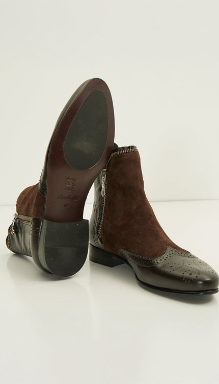 Mix Leather Chelsea Boot - Brown - Ron Tomson