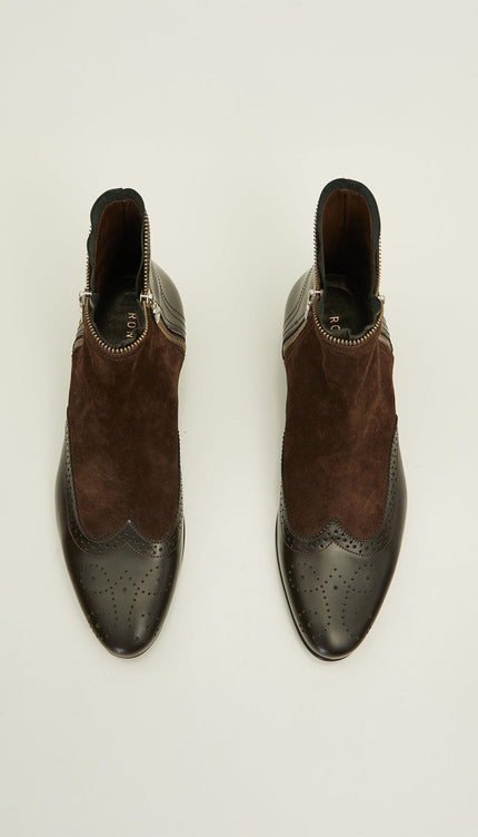 Mix Leather Chelsea Boot - Brown - Ron Tomson