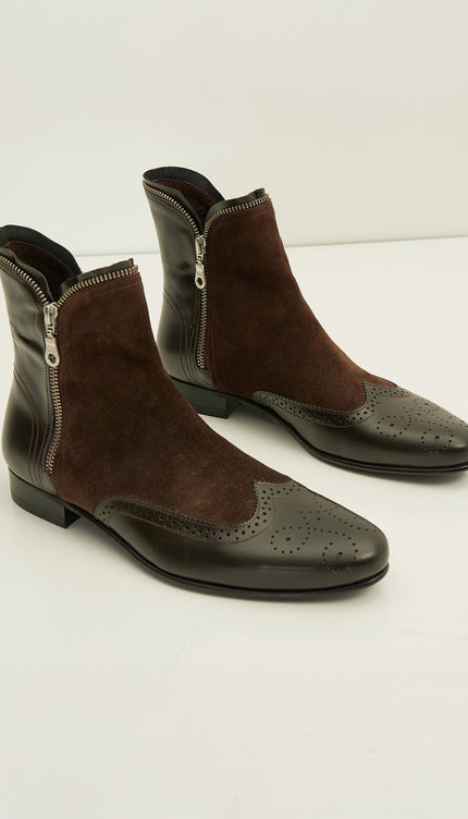 Mix Leather Chelsea Boot - Brown - Ron Tomson