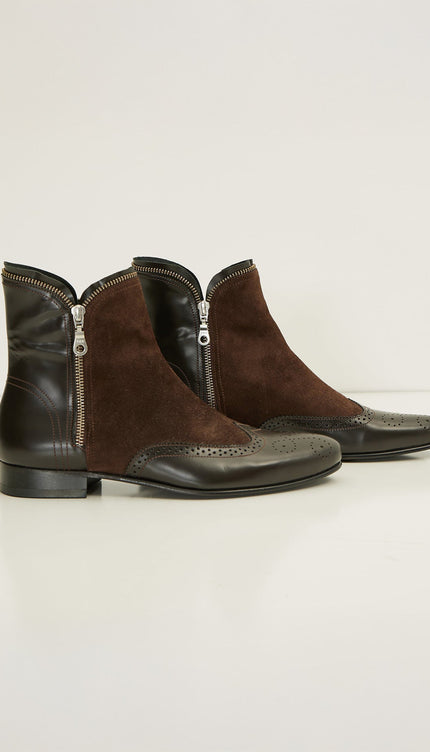 Mix Leather Chelsea Boot - Brown - Ron Tomson