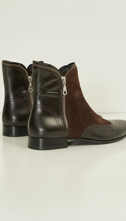 Mix Leather Chelsea Boot - Brown - Ron Tomson