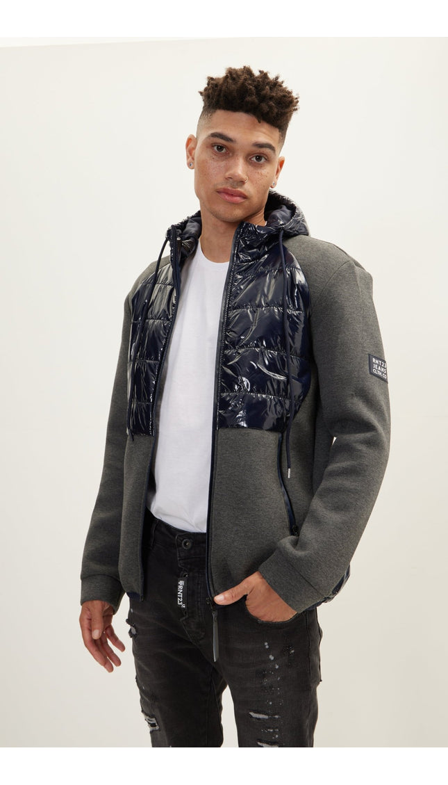 Mix Media Neoprene Quilted Jacket - Navy - Ron Tomson
