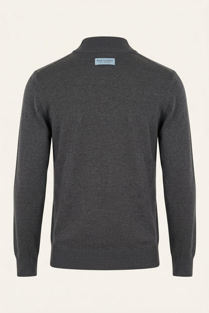 Mock Neck Relaxed Sweater- Anthracite - Back
