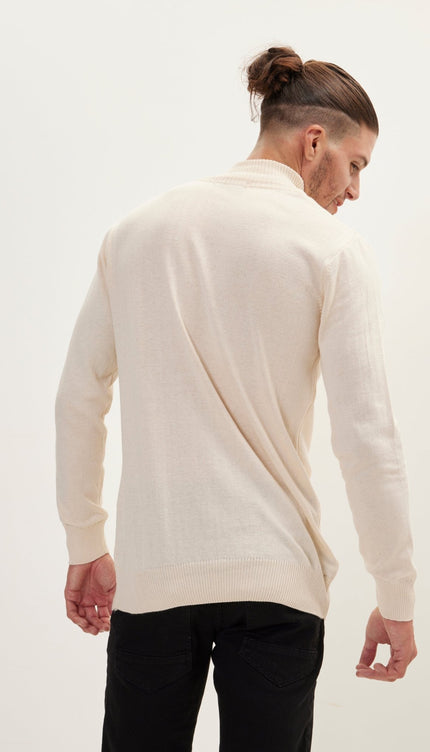 Mock Neck Relaxed Sweater - Beige - Ron Tomson