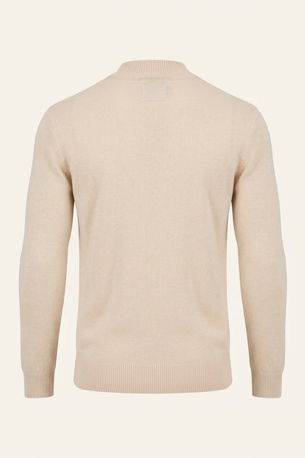 Mock Neck Relaxed Sweater - Beige - Back